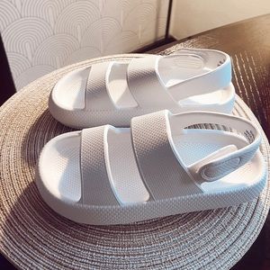 White dual-strap sandals